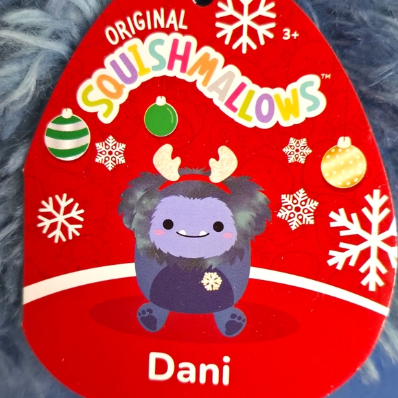 Squishmallows Dani Christmas Bigfoot Antlers Winter  🎃 DANI 🦌🐾 Navy Blue Bigfoot Reindeer w Snowflake Christmas 2025 Squishmallows